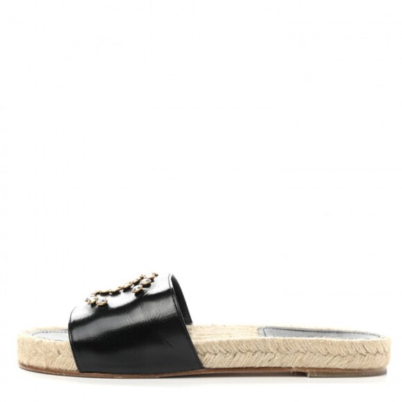 Chanel Patent Calfskin Crystal CC Espadrille Slip On Sandals/ SIZE: 40 - Picture 3 of 5